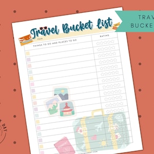 PDF: Travel Bucket List (Teal) | Vacation Bucket List | Travel Planner