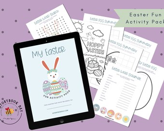Easter Fun Activity Pack for Kids | Coloring Page | Word Search | Word Scramble | Symmetry | Drawing | Worksheets