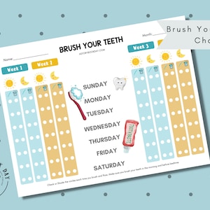 PDF: Brush Your Teeth Chart | Tooth Brushing Chart for Kids | Chore ...