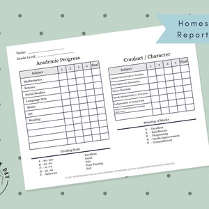 PDF: Blue Homeschool Report Card PDF image 3