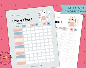 PDF: Kitty Cat Chores | Chore Chart for Kids | Printable | Reward Chart