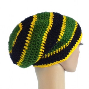 Jamaica beanie, dreadlock rasta tam, oversized slouchy boho hat, dreadlock accessories, rasta crown image 1