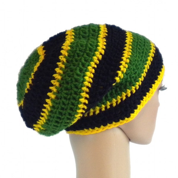 Jamaica beanie, dreadlock rasta tam, oversized slouchy boho hat, dreadlock accessories, rasta crown