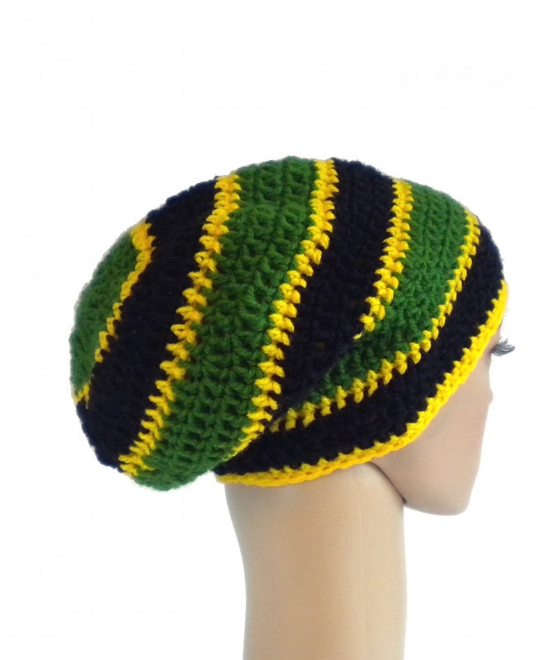 Jamaica beanie, dreadlock rasta tam, oversized slouchy boho hat, dreadlock accessories, rasta crown image 1