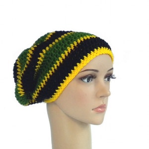 Jamaica beanie, dreadlock rasta tam, oversized slouchy boho hat, dreadlock accessories, rasta crown image 3