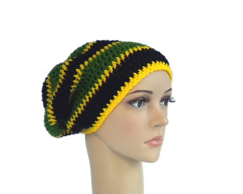 Jamaica beanie, dreadlock rasta tam, oversized slouchy boho hat, dreadlock accessories, rasta crown image 3