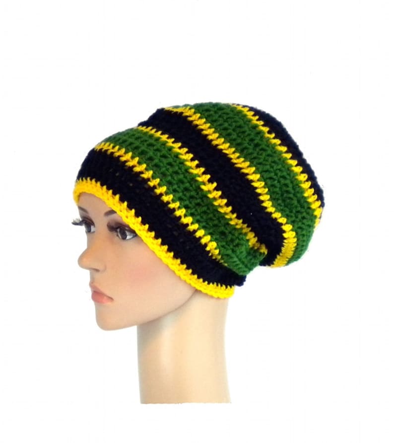 Jamaica beanie, dreadlock rasta tam, oversized slouchy boho hat, dreadlock accessories, rasta crown image 2