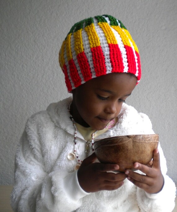 Rasta Beanie White Rasta Hat Vertical 