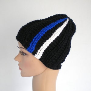 Flag colored hat, ribbed hat with flag colors, skull fit or slouchy crochet beanie, hat for men, Estonia image 3