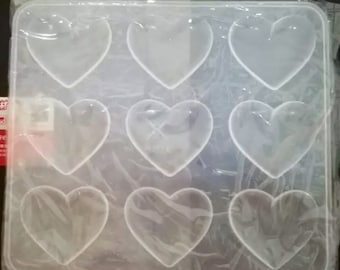 Shiny silicone puffy heart resin mould CLEAR or BLUE