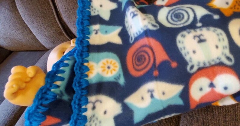 Woodland Animals, Safari Animals, Fleece Baby Blanket. Gender neutral baby blanket. Boy / Girl baby gift. image 6