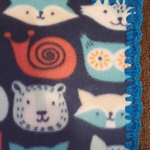 Woodland Animals, Safari Animals, Fleece Baby Blanket. Gender neutral baby blanket. Boy / Girl baby gift. image 3