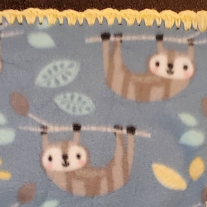 Baby Sloth Fleece blanket, Sloth baby nursery decor, Fleece Baby Blanket. Gender neutral baby blanket. Boy / Girl baby gift. image 4