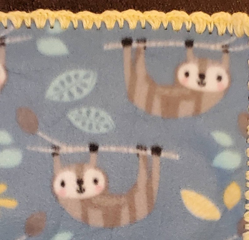 Baby Sloth Fleece blanket, Sloth baby nursery decor, Fleece Baby Blanket. Gender neutral baby blanket. Boy / Girl baby gift. image 4