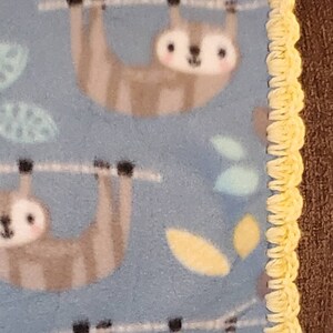 Baby Sloth Fleece blanket, Sloth baby nursery decor, Fleece Baby Blanket. Gender neutral baby blanket. Boy / Girl baby gift. image 3