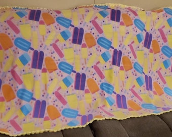 Popsicles Fleece Throw Blanket. Summer blanket. Popsicles fleece kids blankets. Sleepover gift.