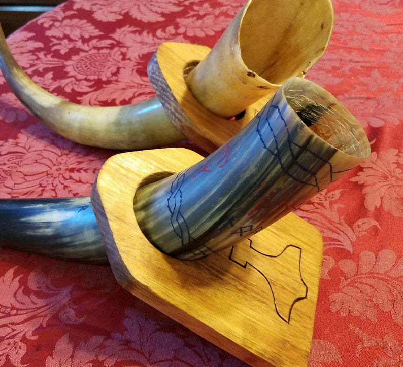 Wood Drinking Horn Holder. Table Top Viking Horn Holder. Thors Etsy