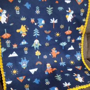 Baby Animals Fleece Baby Blanket. Camping fleece baby blanket. Gender neutral baby blanket. Boy / Girl baby gift. image 2