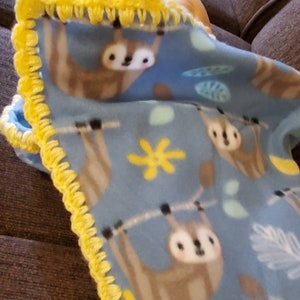 Baby Sloth Fleece blanket, Sloth baby nursery decor, Fleece Baby Blanket. Gender neutral baby blanket. Boy / Girl baby gift. image 6