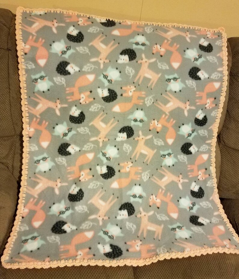 Woodland Animals Fleece Baby Blanket. Forest Animals Crochet Etsy