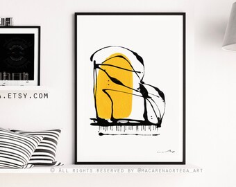 Piano Art Print Abstract Minimalist (Nº185) Piano Jazz poster painting Modern fine art Music Instrument Wall Decorative Home decor (185)