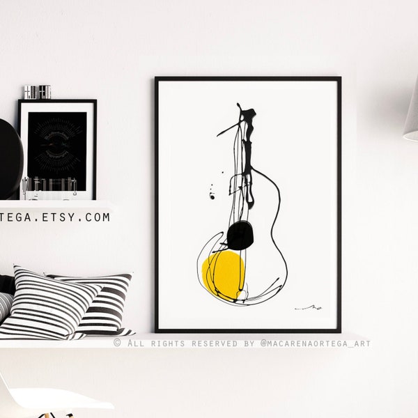 Classic Guitar painting Art Print Guitar Abstract Minimalist Guitar art print Modern fine art Music Instrument surrealist Decorative (191)