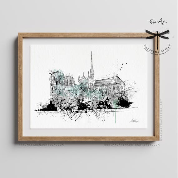 York Minster Cathedral Sketch Print | Church Illustration, UK Architecture Poster, European Landmark Wall Art Historic Building Deco | N177