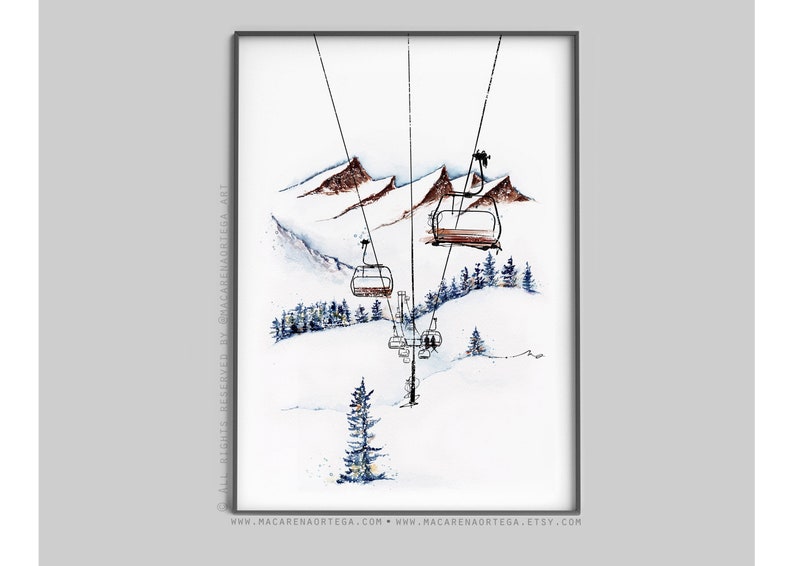 Aquarelle de skieur dans la poudreuse, lot de 3 impressions, dont 1 gratuite Offre spéciale décoration d'intérieur estampes d'art de ski art mural de ski cadeau de Noël image 6