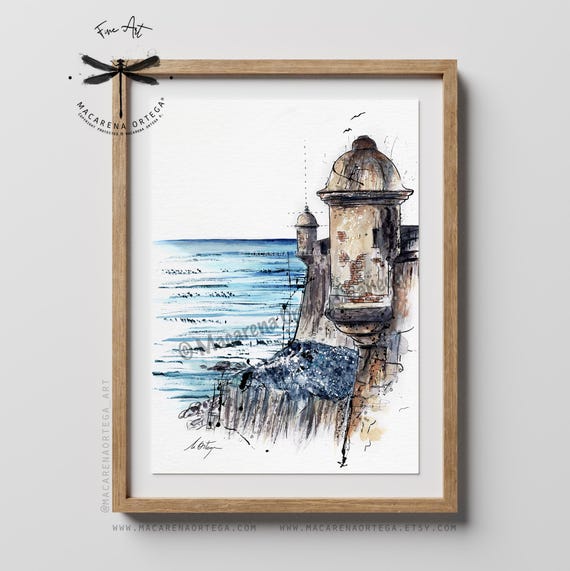 El Morro, San Juan Watercolor Art Print | Coastal Decor | Ocean Wall Art | Travel Gift | Macarena Ortega Art | N58