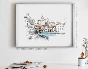 Cadaqués Painting Costa Brava art prints Cadaqués Sketching Cadaqués watercolor Spain Dalí  art print Figueres Art Print Illustration (172)