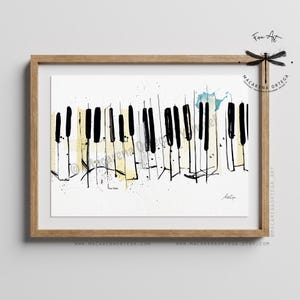 Stampa artistica di pianoforte / Musica per pianoforte a coda / Poster di musica classica / Decorazione murale di musica moderna / Opera d'arte dipinta a mano con pianoforte, amanti della musica / N55
