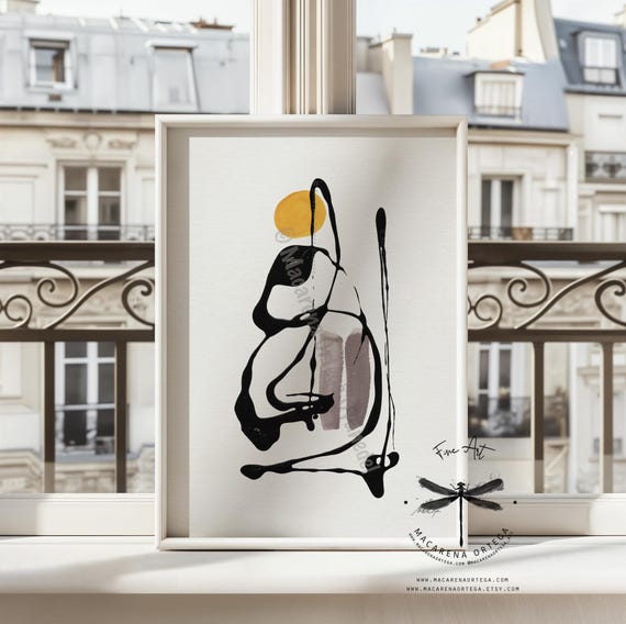 Penguin Abstract Art Print | Minimalist Painting, Animal Artwork, Modern Home Deco Modern Fine Art | Modern Decor by Macarena Ortega | N180