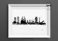 Barcelona Skyline Art Print | Painting BCN Black and White Fine Art Spain Handmade Poster Illustration Print City Modern Wall Decor | N64 product logo