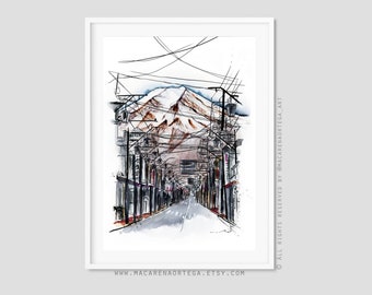 富士山  Mount Fuji Art Print watercolor Honshū Asia sketching Japan Art painting  volcano fuji Print Poster Gift Art Print Japan (68)