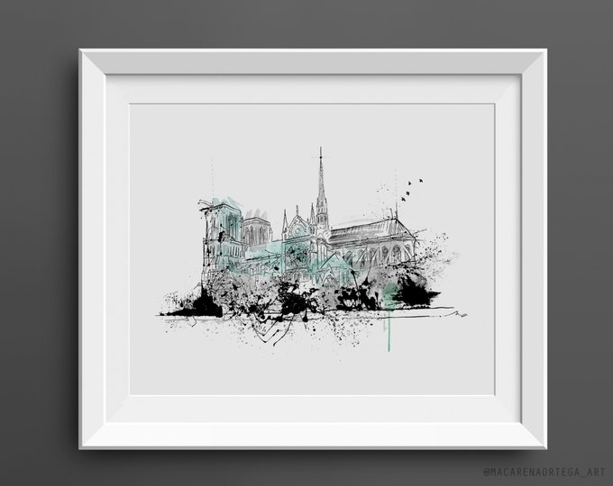 York Minster Cathedral England Sketch print Church prints Painting Europe Cathedral poster Illustration art Europe print UK (208)