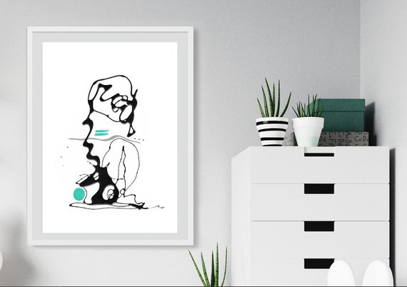 N24 | Abstract Expressionism Art Print in Mint Tones | Minimalist Modern Fine Art, Surreal Decorative Wall Art | Contemporary Home Decor |