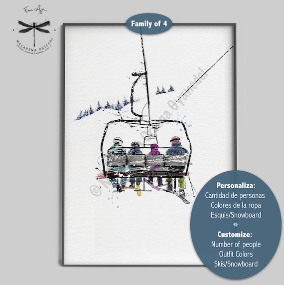 Customize Ski Outfits for Family & Friends on Chairlift | options for 2 to 7 People Personalized Clothing Colors and Style | Unique Ski Gift