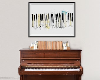 Piano collage art print (Nº55) painting grand piano music art print poster Illustration classic music print modern decor original (055)