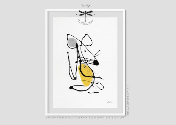 Mouse Abstract Art Print | Minimalist Animal Painting, Modern Surrealist Fine Art, Nursery Wall Decor | Macarena Ortega Art | N190