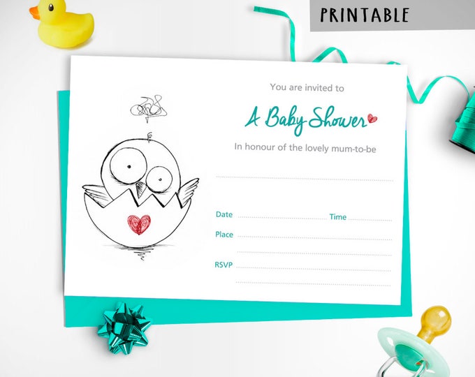 Baby Shower Printable Invitation New Baby Born new born card Printable baby shower party card instant download Card Digital Downloads gift