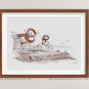 The Comb of the Wind watercolor Chillida spculture Donostia San-Sebastián Basque La Concha Bay watercolor decor art print to decorate 112 image 9