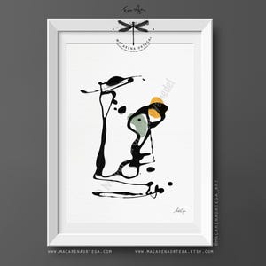 Abstract Figures, Art Print, Minimalist Line Drawing, Modern Ink Wall Art, Scandinavian Style Artwork, by Macarena Ortega | N179
