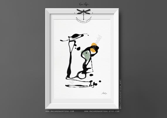 Abstract Figure Art Print | Modern Line Composition, Don Quixote or Violinist Inspired | Modern Ink Wall Art | Scandinavian Style | N179
