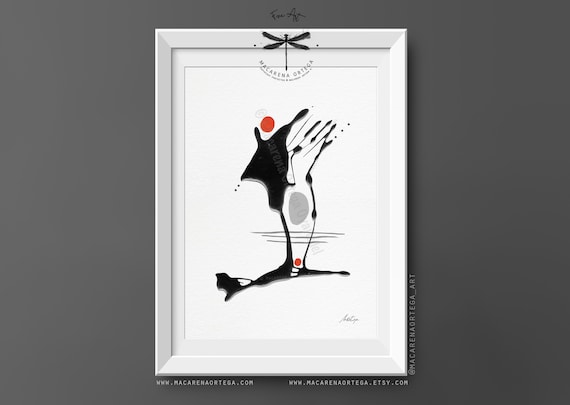Abstract Minimalist Ink Art Print | Modern Wall Art, Elegant Composition, Contemporary Home Decor Elegant Art | by Macarena Ortega | N197
