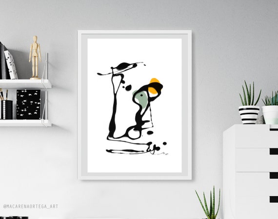 N179 | The Violinist Abstract Art Print | Minimalist Figures Painting, Surrealist Modern Fine Art | Musical Wall Decor by Macarena Ortega