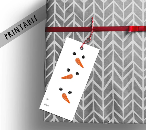 PRINTABLE Tag Christmas tags gift tags present labels Christmas snowman Happy Holidays minimal Christmas Printable Digital Downloads (T04)