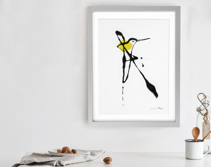 Hummingbird Abstract Art Minimalist Painting hummingbird Art Print Modern fine art surrealist Wall art Decorative Art Wall Home decor (186)