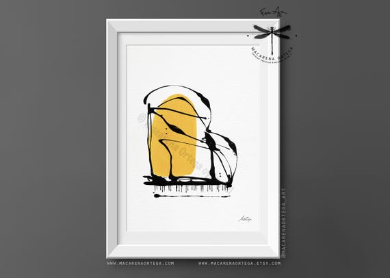 Abstract Piano Art Print | Minimalist Jazz Poster, Music Lovers Wall Art, Modern Instrument Decor, Piano Artwork | By Macarena Ortega | N185