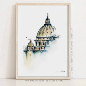 Dome of Saint Peter's Basilica Painting Vatican Italy - Etsy