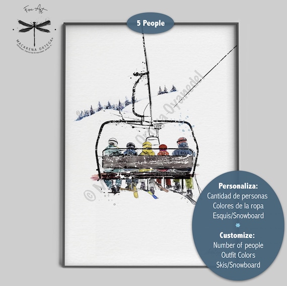 Customize Ski Outfits for Family & Friends on Chairlift | options for 2 to 7 People Personalized Clothing Colors and Style | Unique Ski Gift